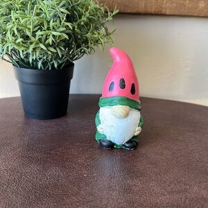 Pink and Green watermelon Garden Gnome Figurine
